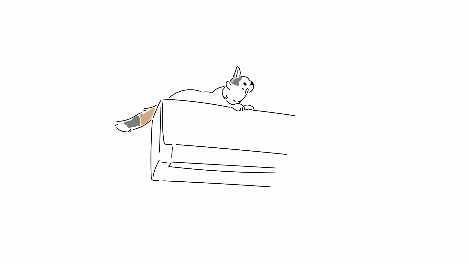 描かれるエアコン上の猫