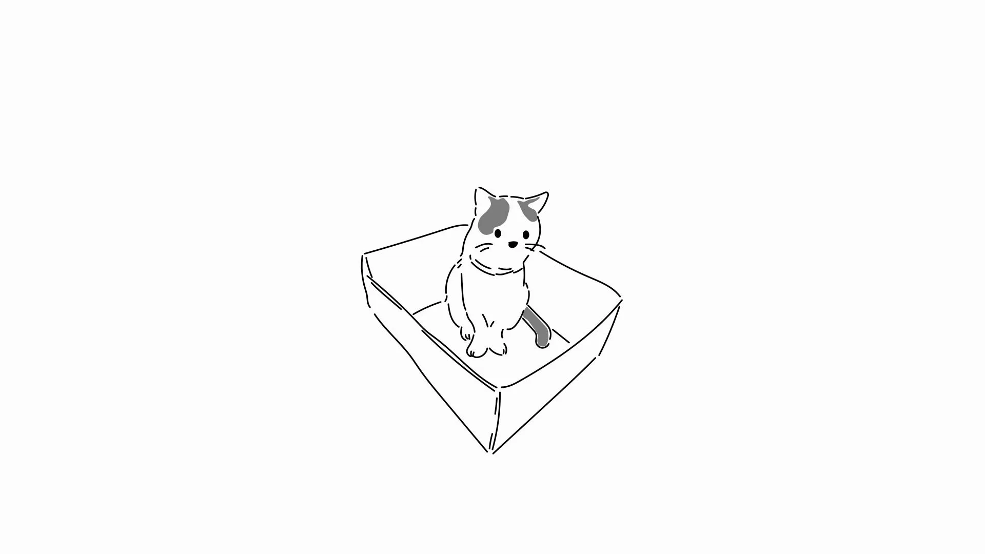 描かれる座る猫
