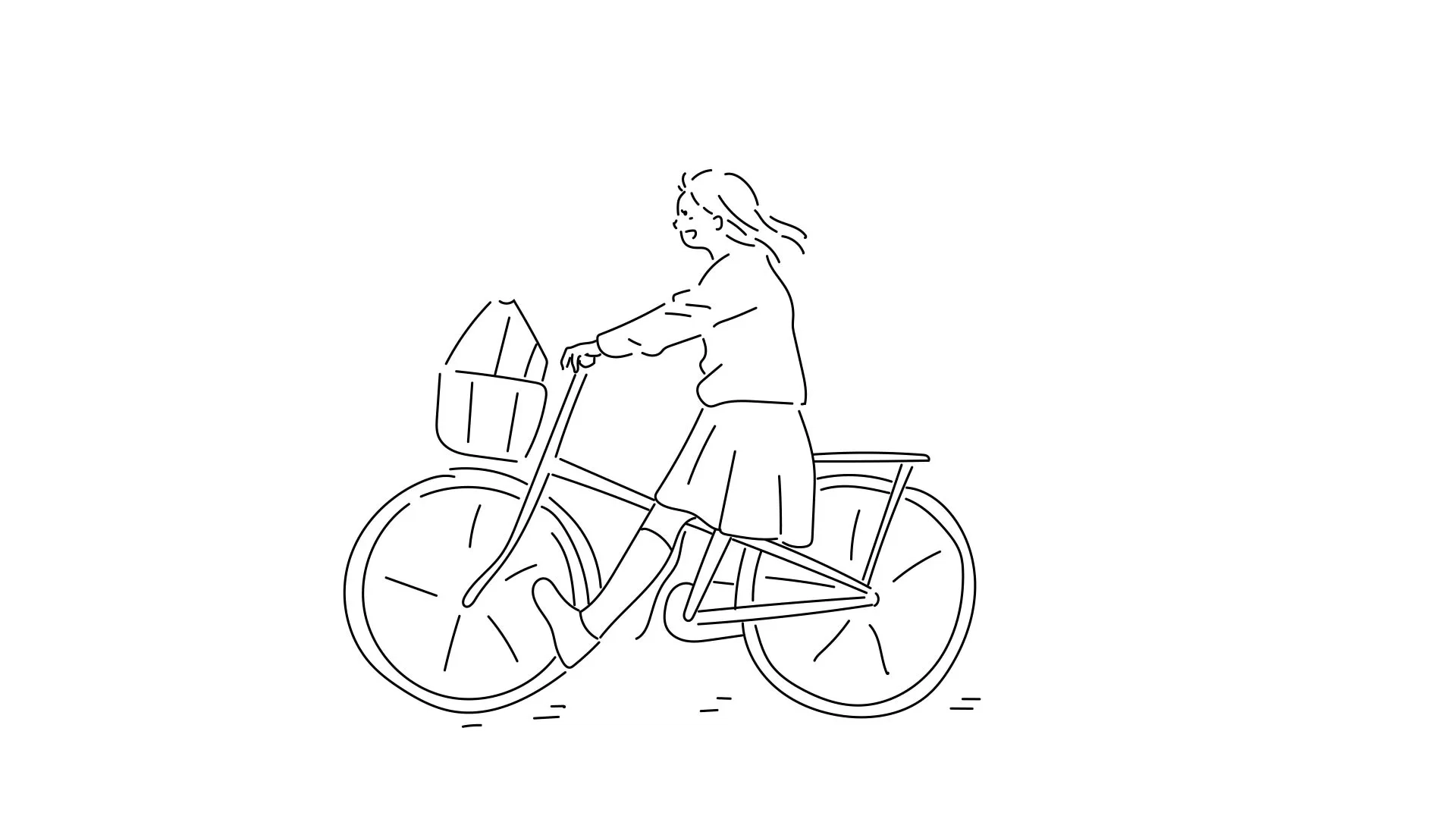 描かれる自転車に乗った少女