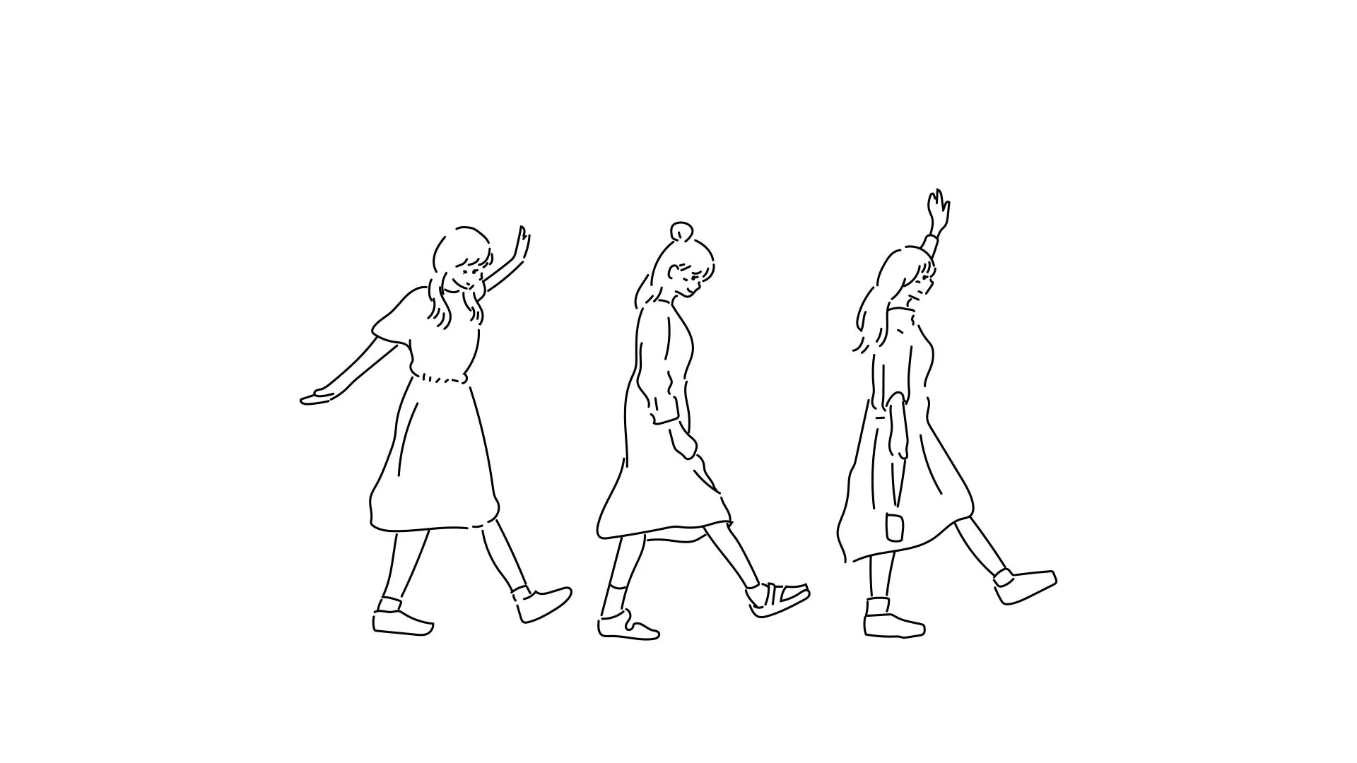 描かれる歩く女性